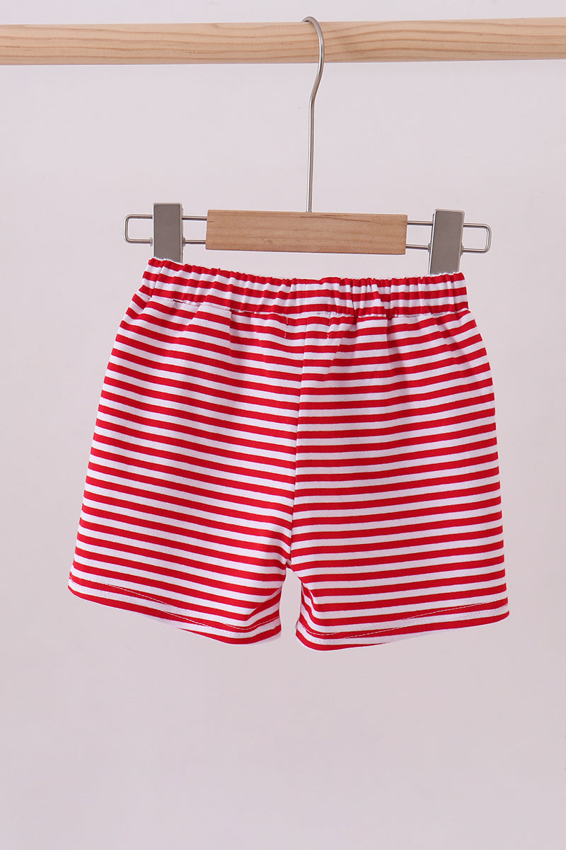 Premium Red&white stripe shorts - Cloudling Kids Clothing