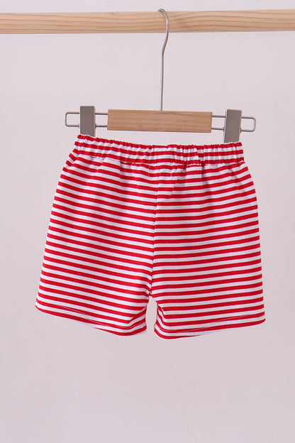 Premium Red&white stripe shorts - Cloudling Kids Clothing