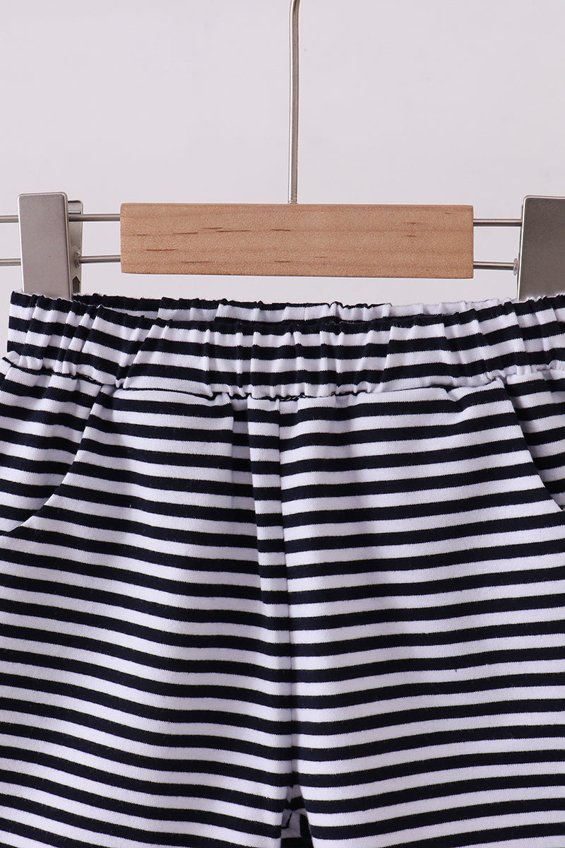 Premium Navy&white stripe shorts - Cloudling Kids Clothing