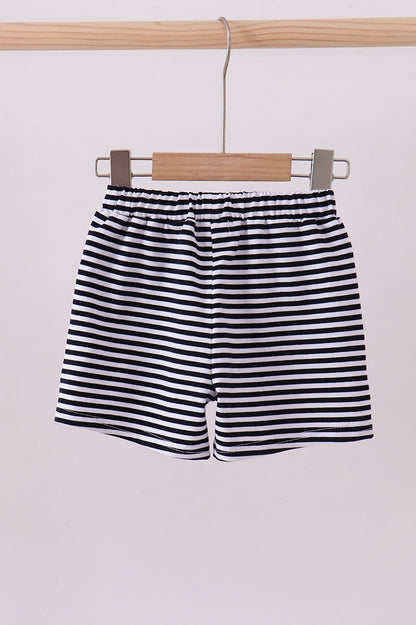 Premium Navy&white stripe shorts - Cloudling Kids Clothing