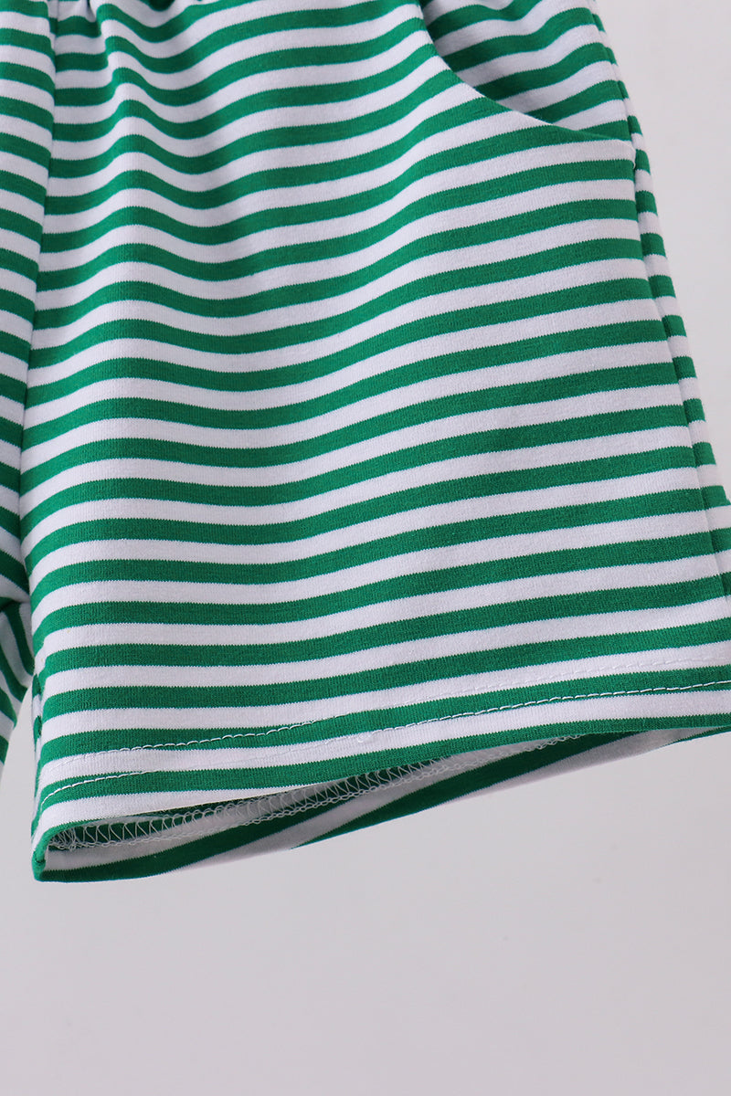 Premium Green&white stripe shorts - Cloudling Kids Clothing