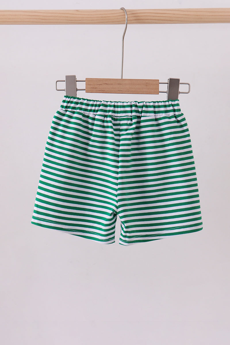 Premium Green&white stripe shorts - Cloudling Kids Clothing