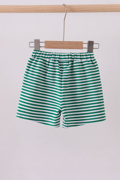 Premium Green&white stripe shorts - Cloudling Kids Clothing