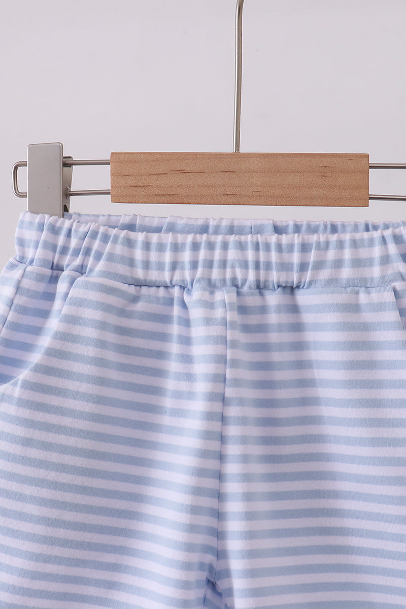 Premium Blue&white stripe shorts - Cloudling Kids Clothing