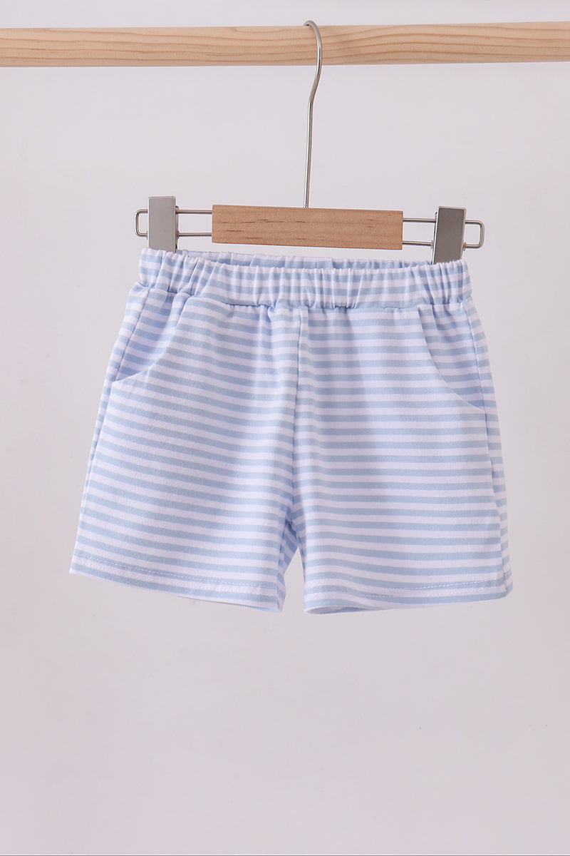 Premium Blue&white stripe shorts - Cloudling Kids Clothing