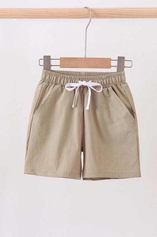 Oatmeal pocket performance shorts - Cloudling Kids Clothing
