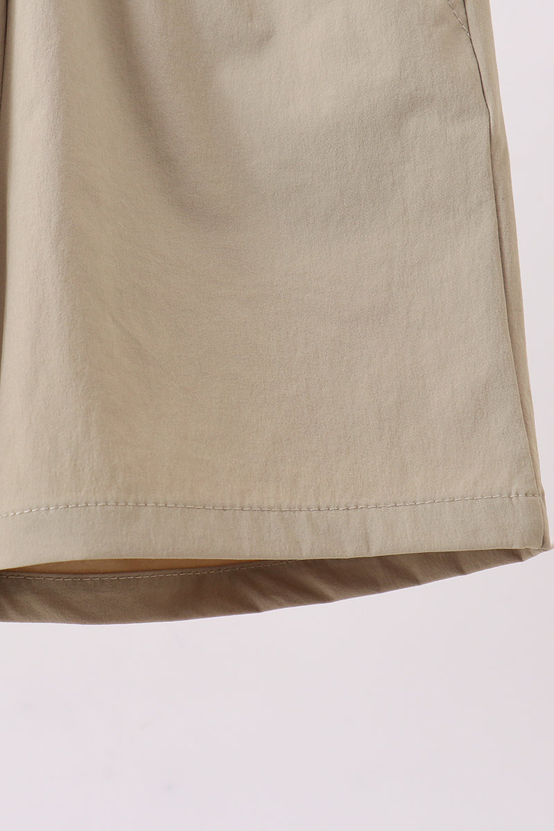 Oatmeal pocket performance shorts - Cloudling Kids Clothing