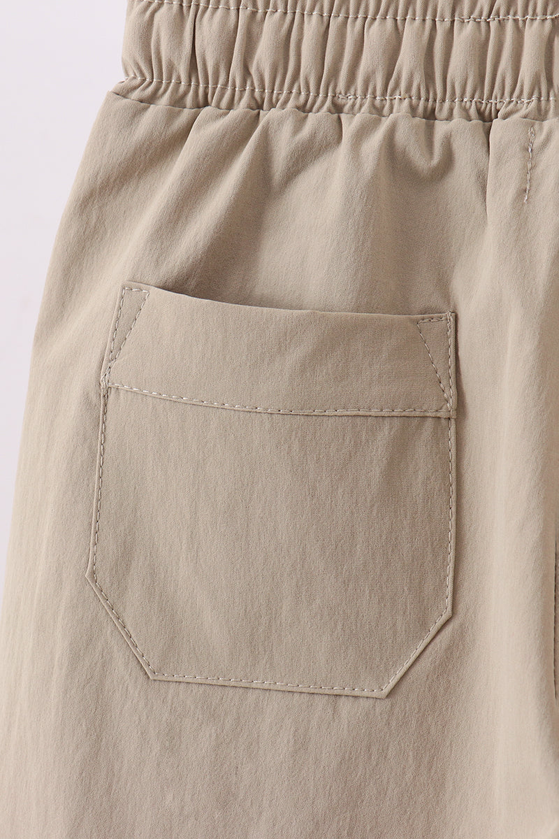 Oatmeal pocket performance shorts - Cloudling Kids Clothing