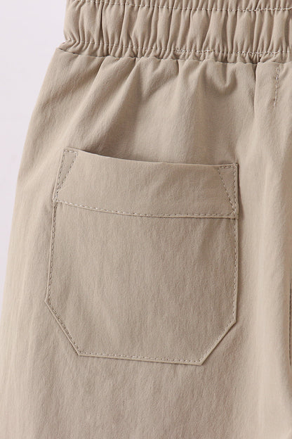 Oatmeal pocket performance shorts - Cloudling Kids Clothing