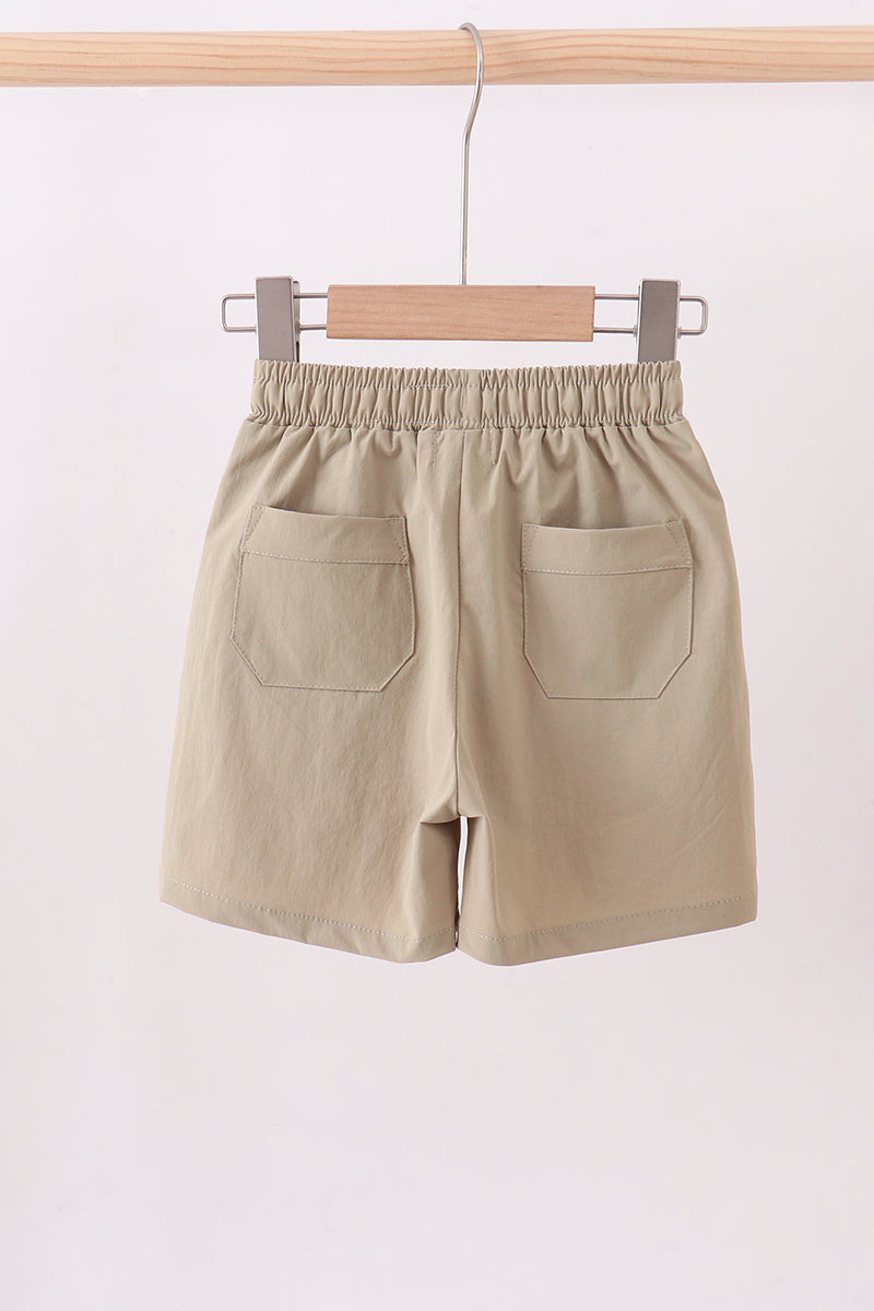 Oatmeal pocket performance shorts - Cloudling Kids Clothing