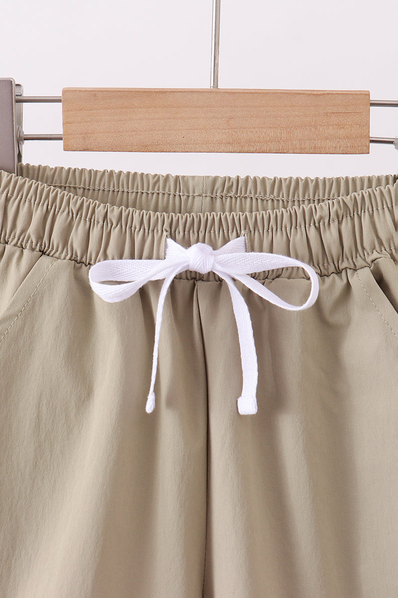 Oatmeal pocket performance shorts - Cloudling Kids Clothing