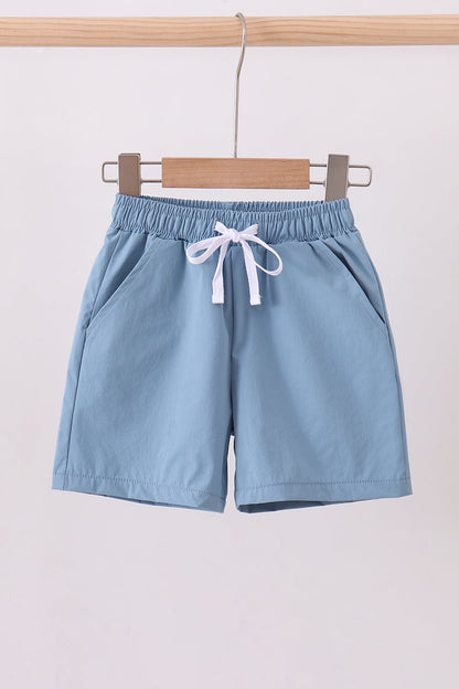 Dusty blue pocket performance shorts - Cloudling Kids Clothing