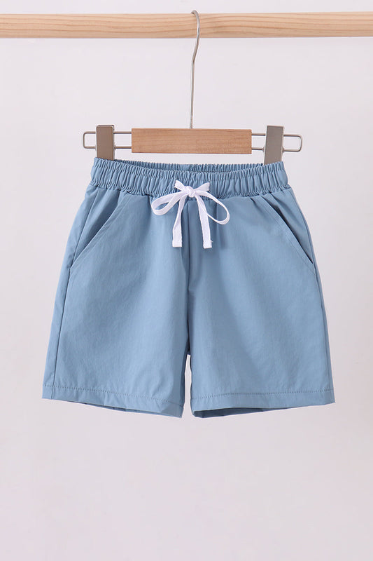Dusty blue pocket performance shorts - Cloudling Kids Clothing