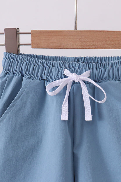 Dusty blue pocket performance shorts - Cloudling Kids Clothing