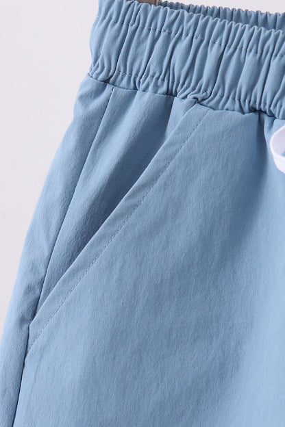 Dusty blue pocket performance shorts - Cloudling Kids Clothing