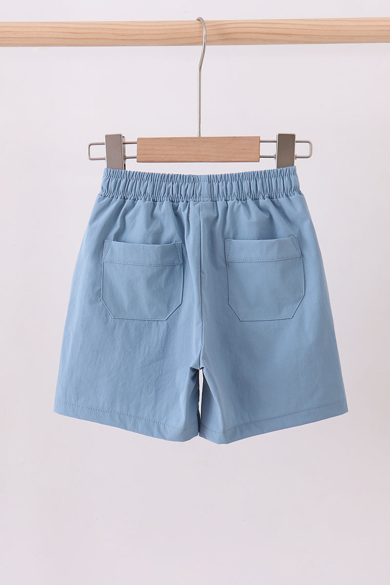 Dusty blue pocket performance shorts - Cloudling Kids Clothing