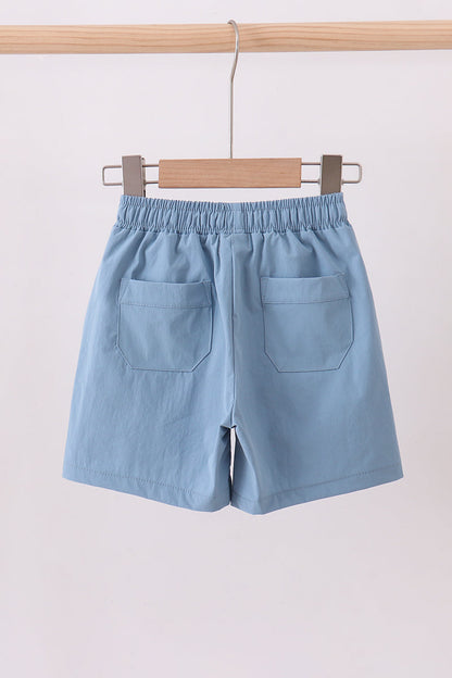 Dusty blue pocket performance shorts - Cloudling Kids Clothing