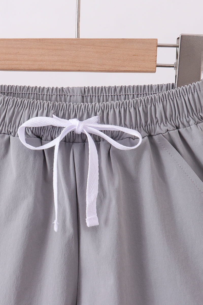 Light grey pocket performance shorts - Cloudling Kids Clothing