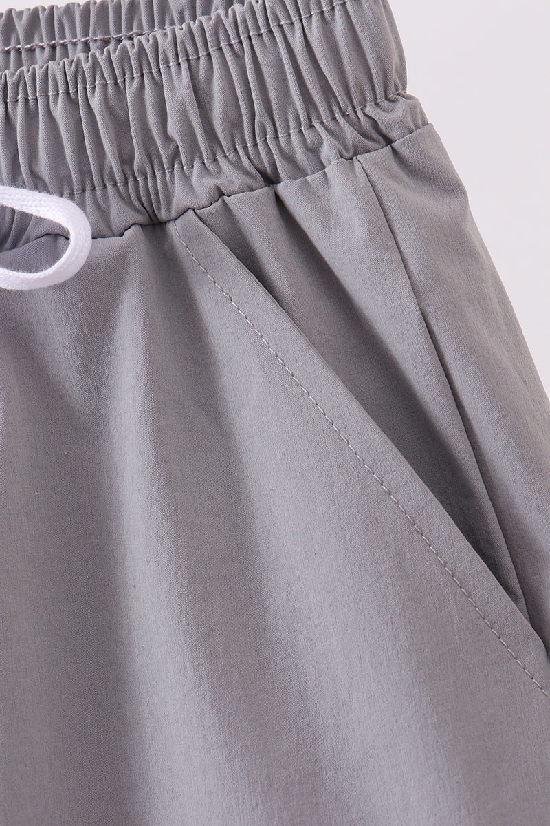 Light grey pocket performance shorts - Cloudling Kids Clothing