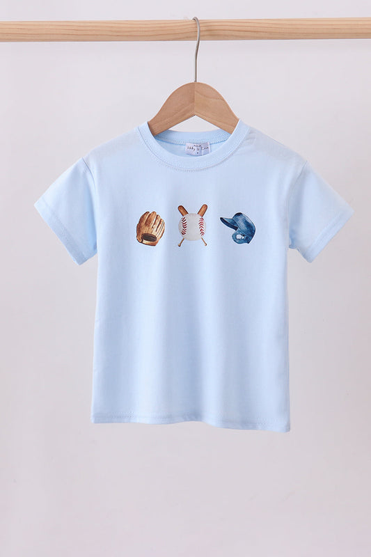 Blue baseball graphic top - Cloudling Kids Clothing