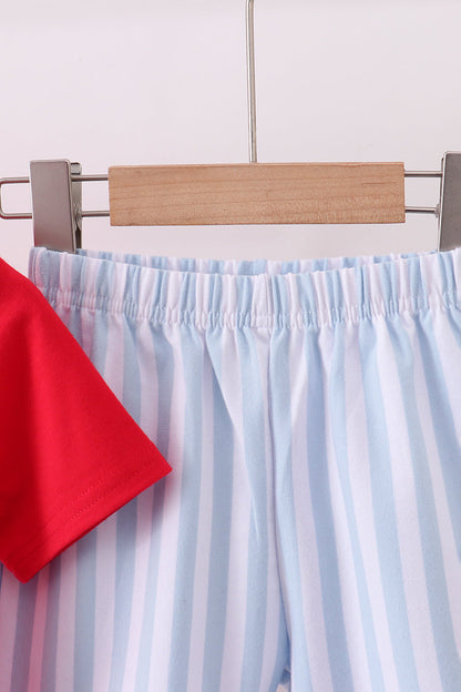 Red baseball shorts set - Cloudling Kids Clothing