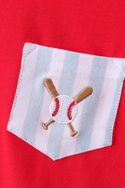 Red baseball shorts set - Cloudling Kids Clothing