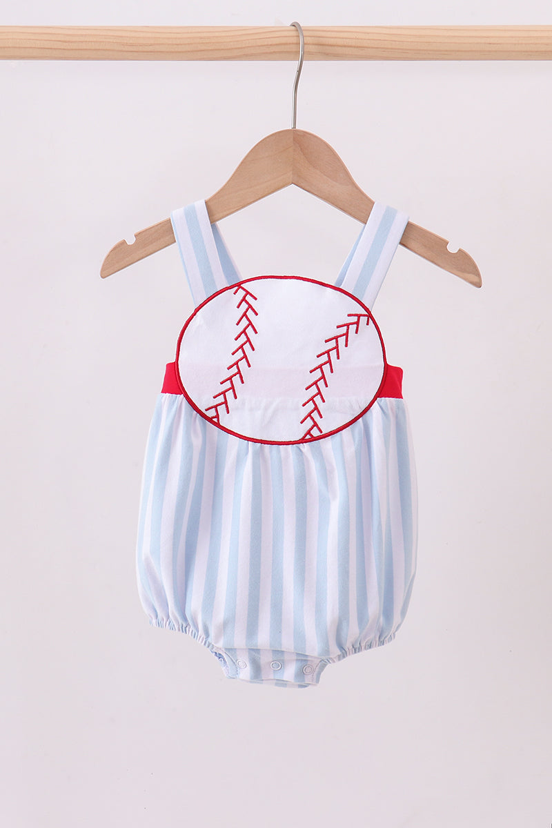 Blue baseball applique bubble - Cloudling Kids Clothing