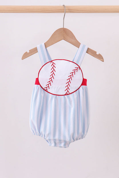 Blue baseball applique bubble - Cloudling Kids Clothing
