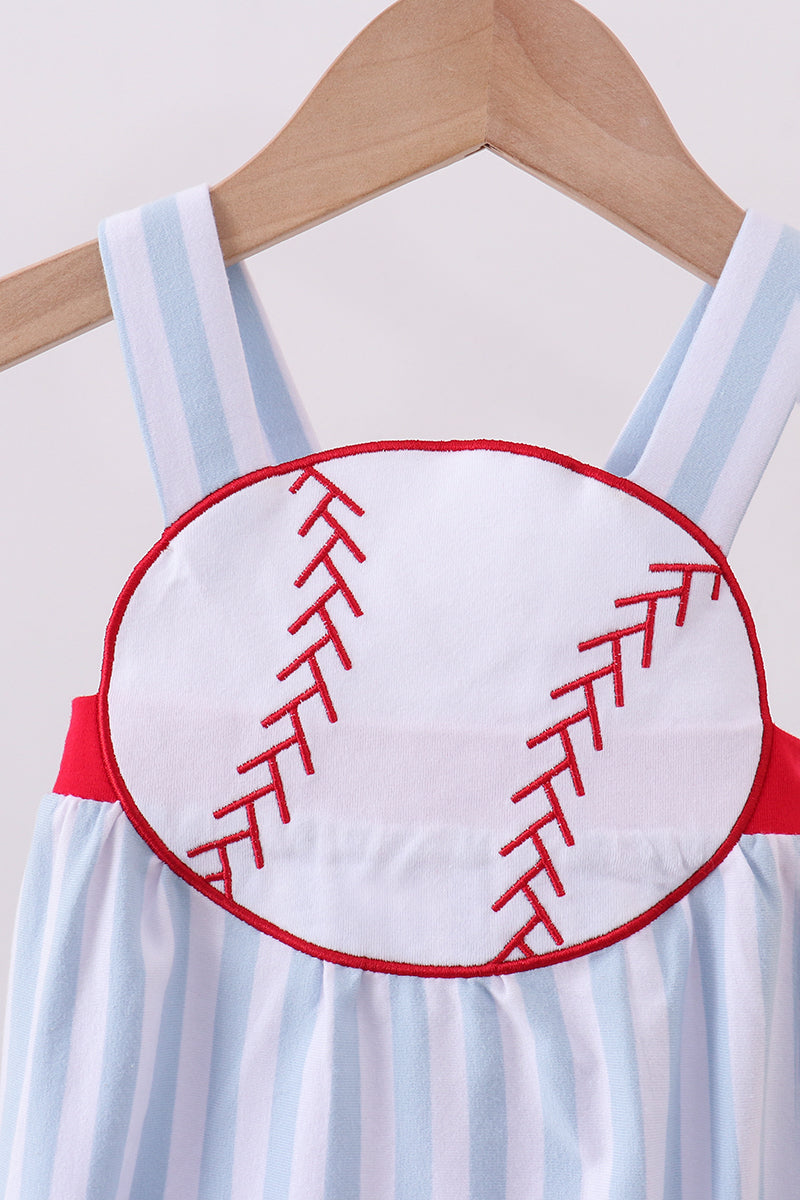 Blue baseball applique bubble - Cloudling Kids Clothing