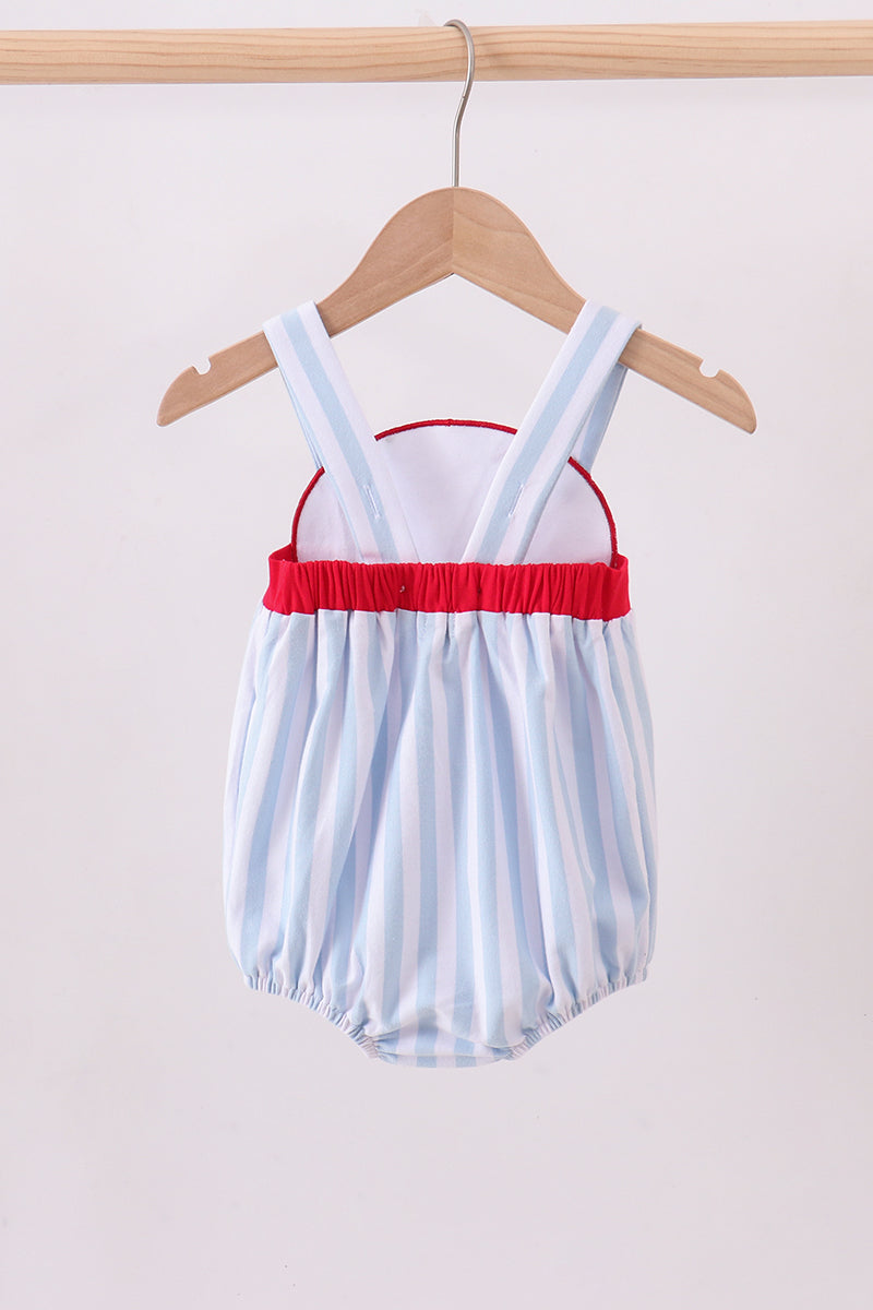 Blue baseball applique bubble - Cloudling Kids Clothing