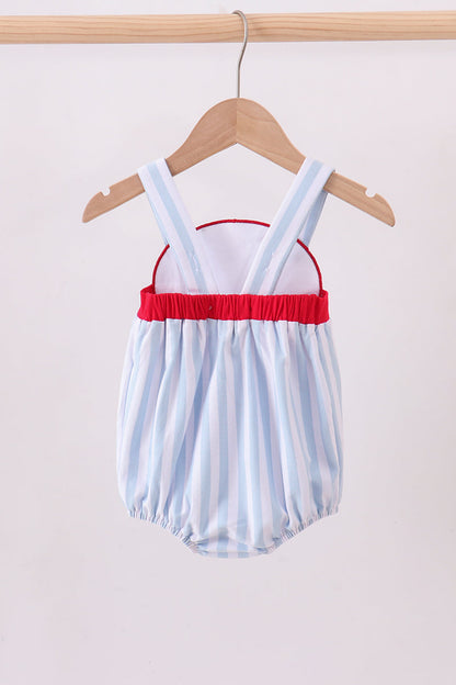 Blue baseball applique bubble - Cloudling Kids Clothing