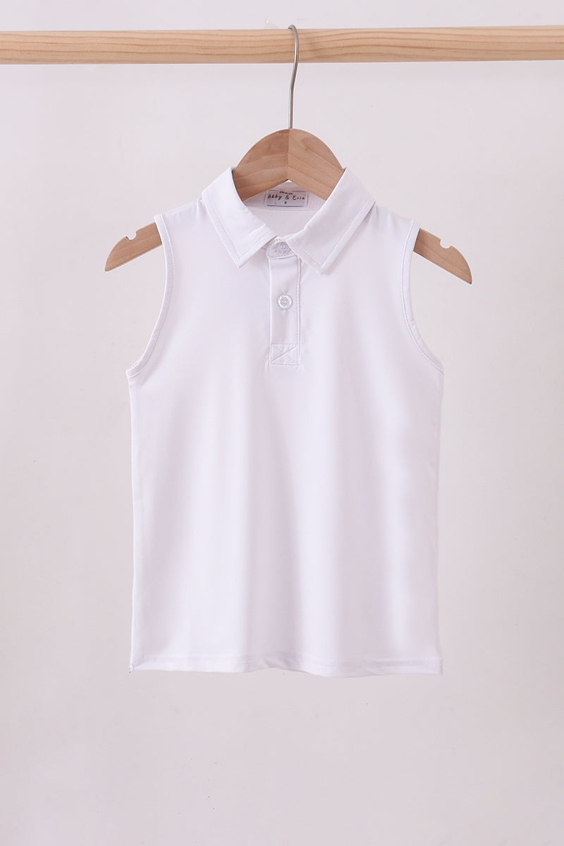 White everyday Collared Tank - Cloudling Kids Clothing