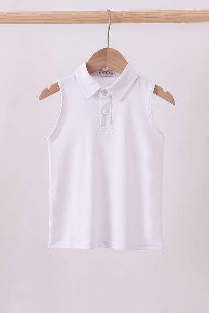 White everyday Collared Tank - Cloudling Kids Clothing