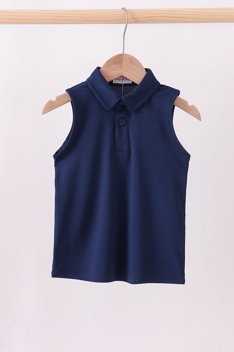 Blue everyday Collared Tank - Cloudling Kids Clothing