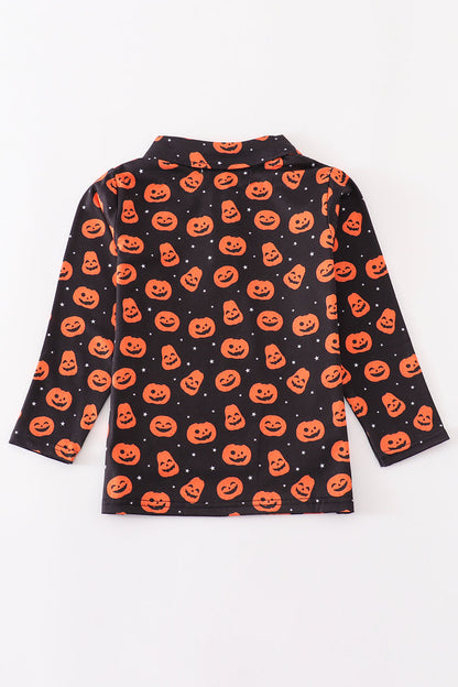 Premium Orange halloween pumpkin button down shirt