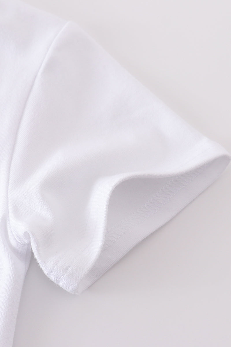 Premium White cross embroidery top - Cloudling Kids Clothing