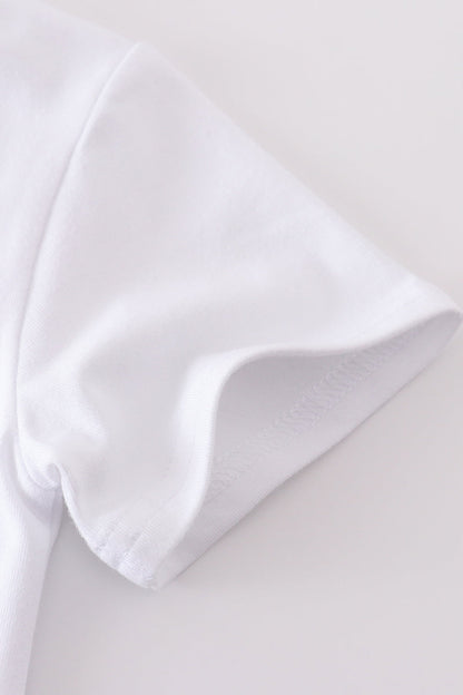 Premium White cross embroidery top - Cloudling Kids Clothing