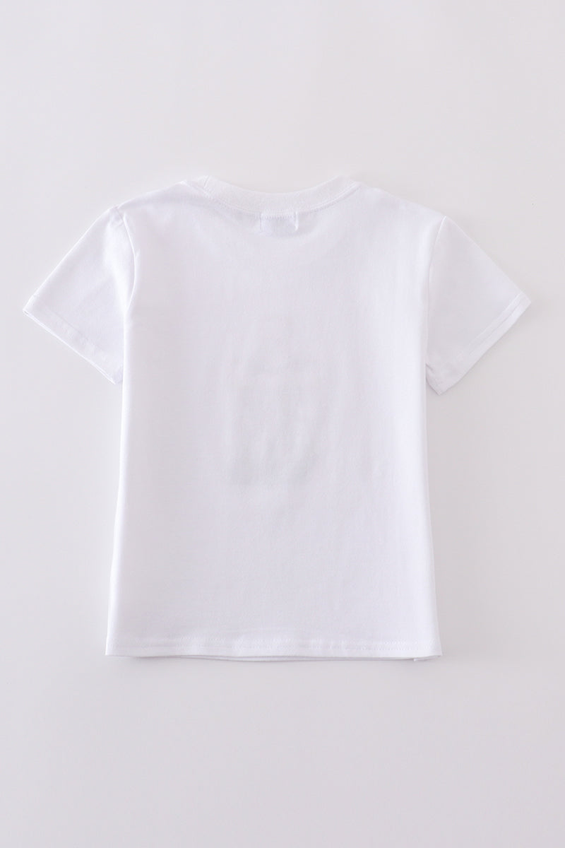Premium White cross embroidery top - Cloudling Kids Clothing