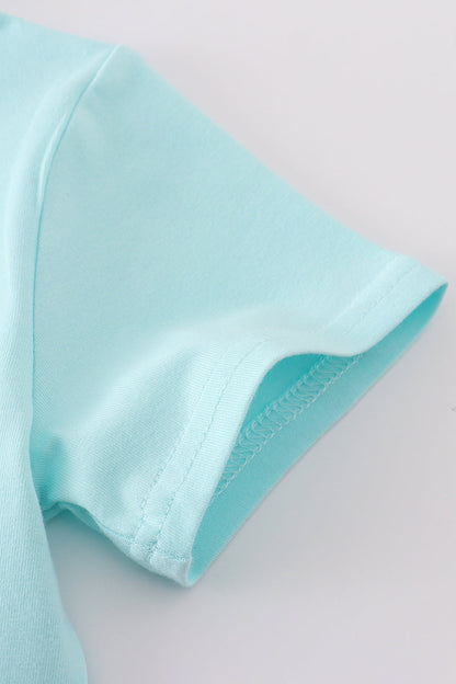 Premium mint bunny embroidery top - Cloudling Kids Clothing