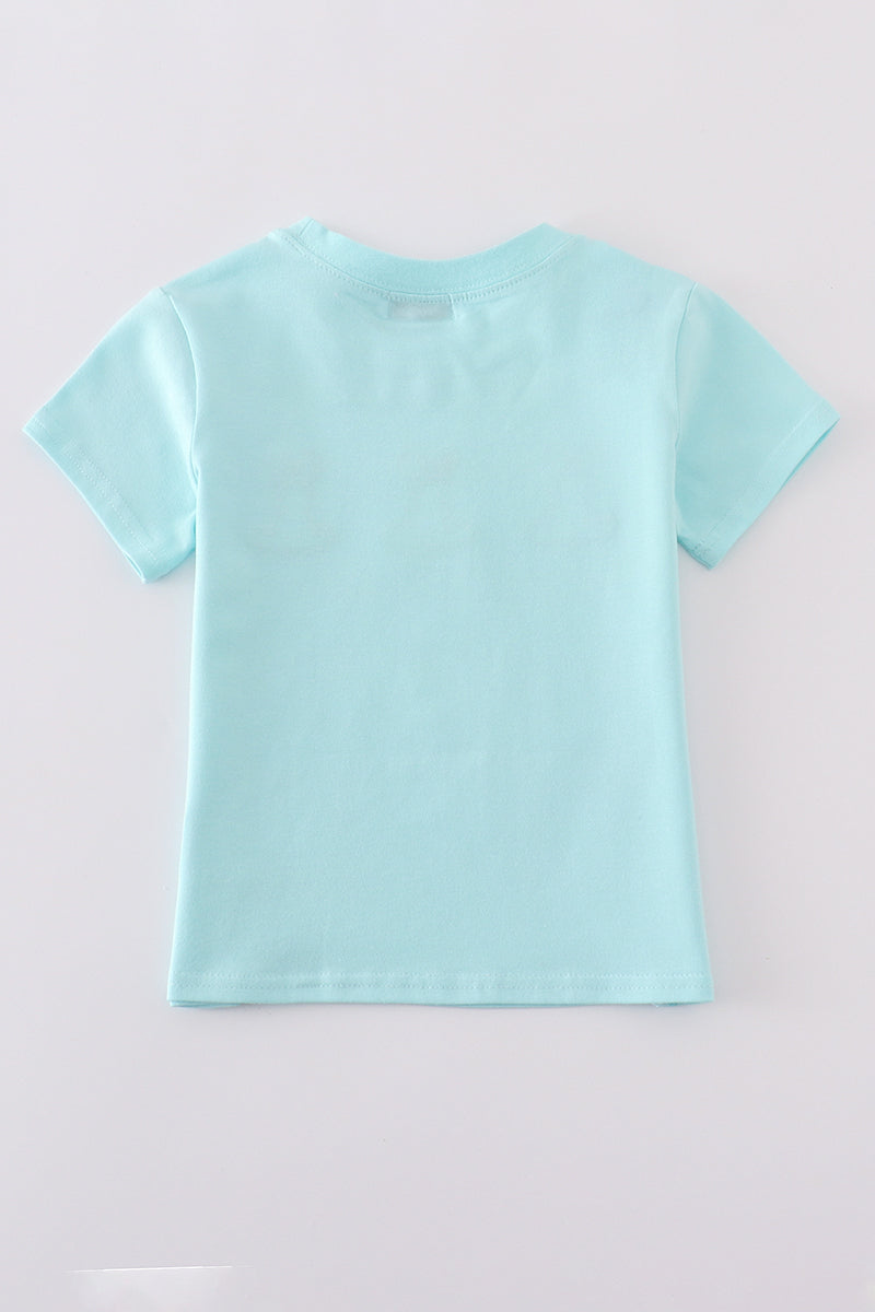 Premium mint bunny embroidery top - Cloudling Kids Clothing