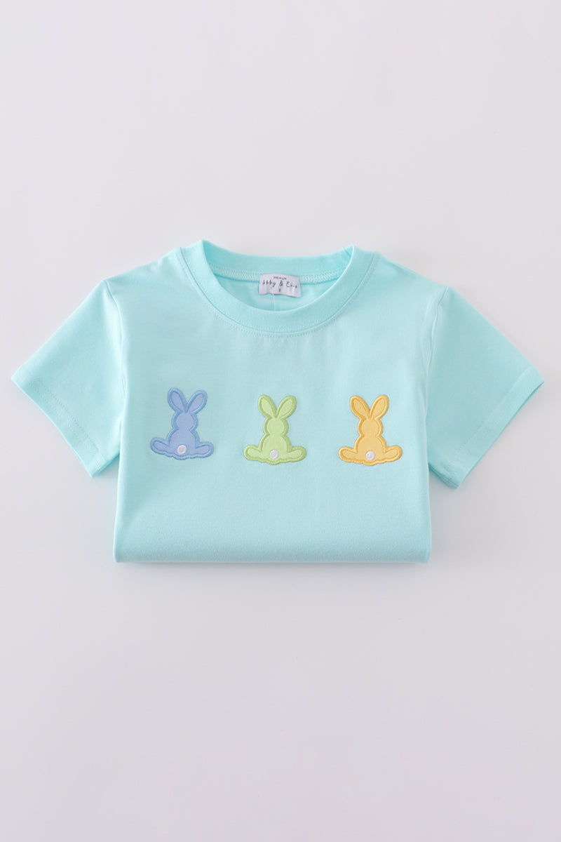 Premium mint bunny embroidery top - Cloudling Kids Clothing