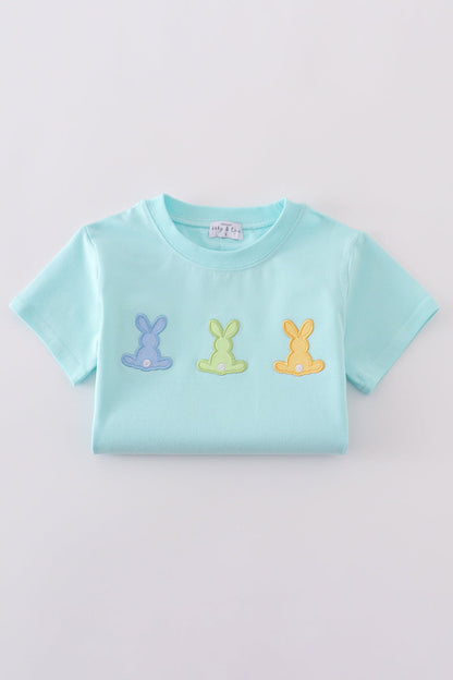 Premium mint bunny embroidery top - Cloudling Kids Clothing