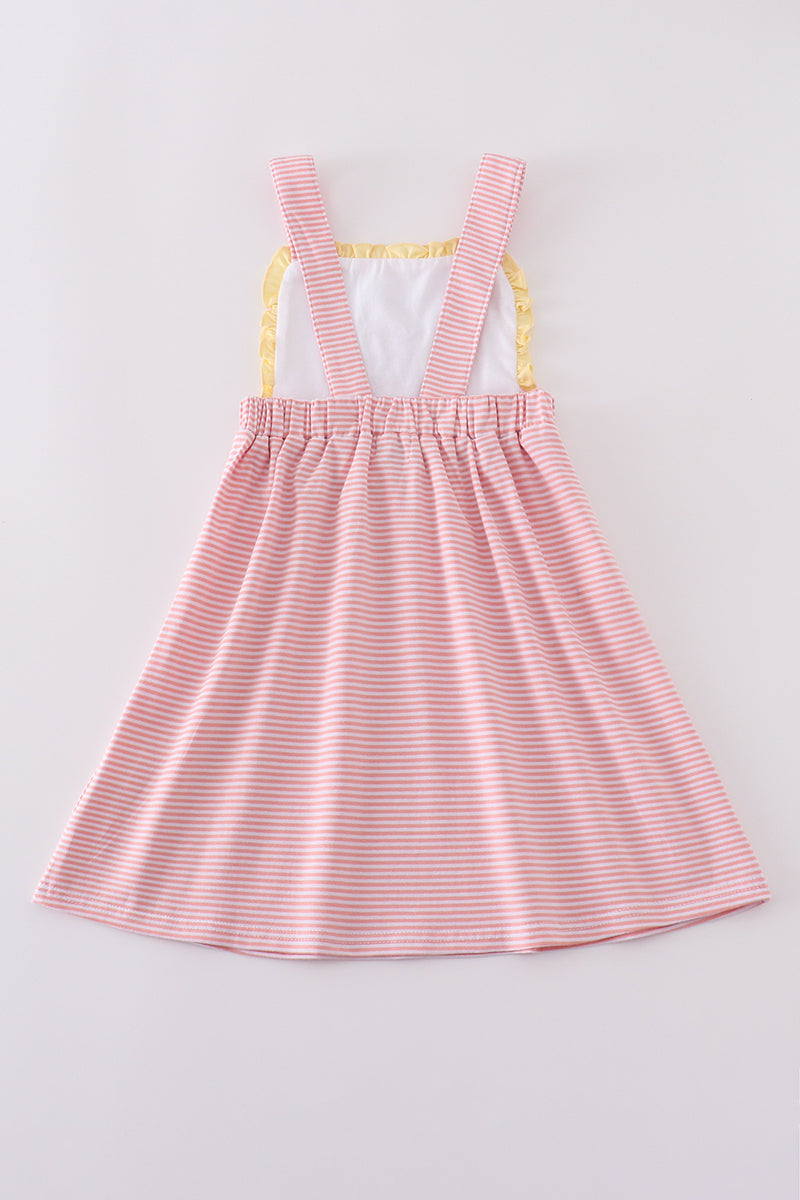 Premium pink cross embroidery dress - Cloudling Kids Clothing