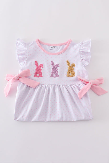 Premium Pink bunny bow dress - Cloudling Kids Clothing