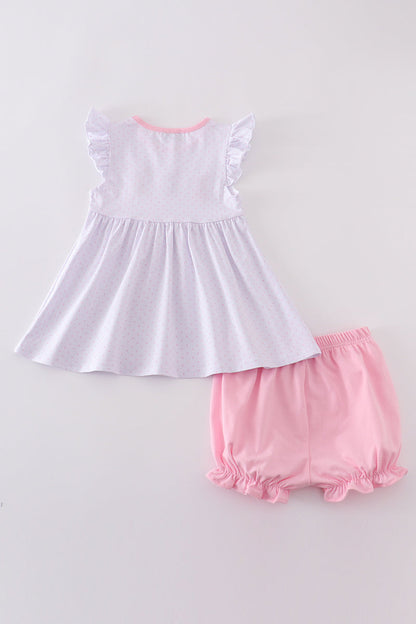 Premium Pink bunny bow set - Cloudling Kids Clothing