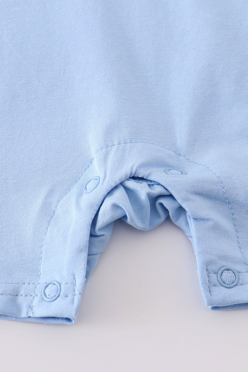 Premium Blue bunny embroidery romper - Cloudling Kids Clothing