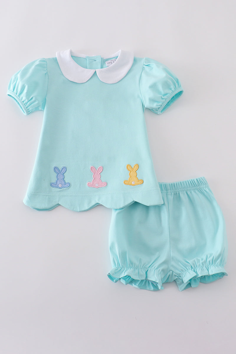 Premium Mint bunny embroidery set - Cloudling Kids Clothing