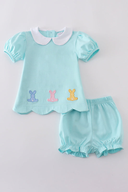 Premium Mint bunny embroidery set - Cloudling Kids Clothing