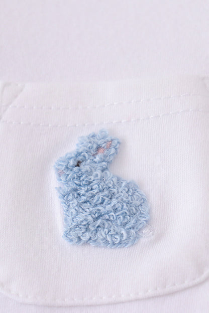 Premium White bunny embroidery set - Cloudling Kids Clothing