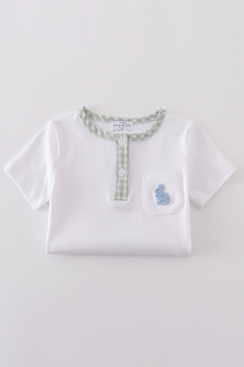 Premium White bunny embroidery set - Cloudling Kids Clothing